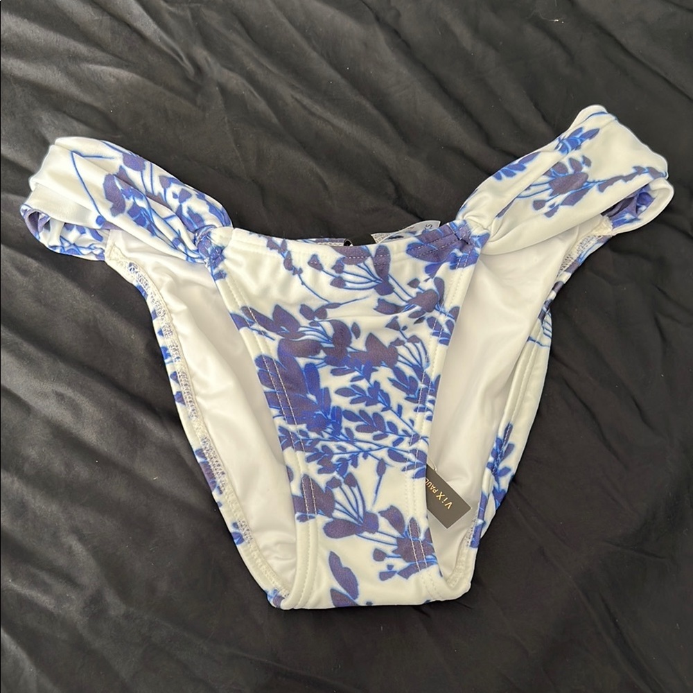 Vix Blue and White Floral Bikini Bottom